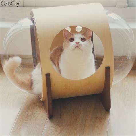 Space Capsule Wood Cat Bed Modern Cat Cave Cat House Pet Etsy