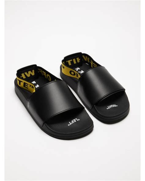 Lyst Off White Co Virgil Abloh Industrial Back Strap Slides In Black