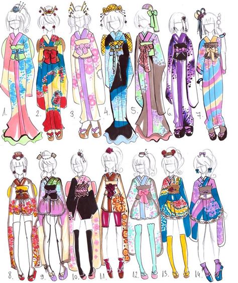 Kimono Designs Closed By Guppie Adopts On Deviantart Drawing Anime