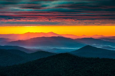 North Carolina Blue Ridge Mountains Scenic Sunrise Landscape