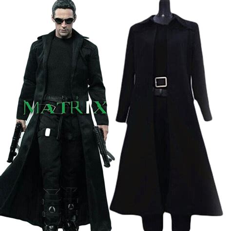 The Matrix Neo Cosplay Costume Black Trench Coat Custom Made Peach
