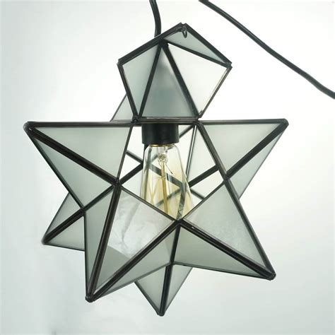 Moravian Star Pendant Light Chandelier Frosted Glass Shade 12
