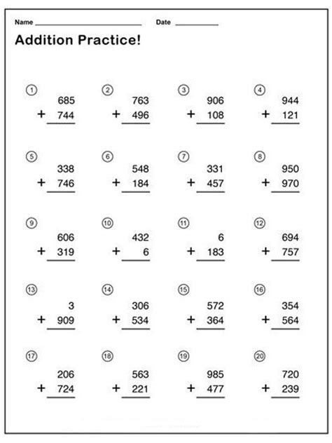 Long Addition Printable Worksheets 001 | Math addition worksheets