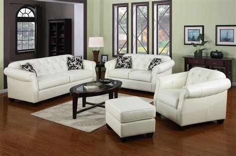 Sensational Collections Of White Leather Living Room Furniture Photos