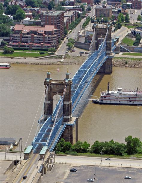 Newport On The Levee Cincinnati Suspension Bridge Ohio River