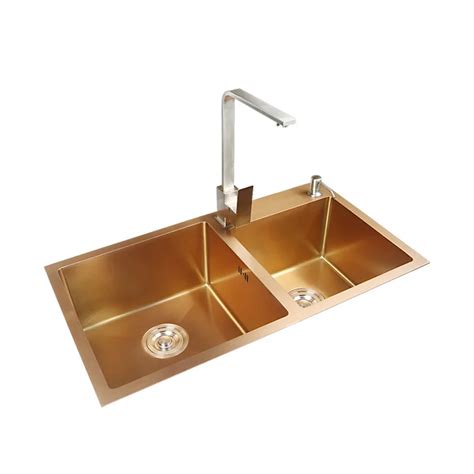 Rose Gold Kitchen Sinks Stainless Steel Undermount Double Bowls Sink