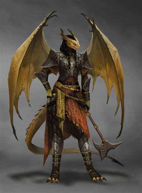 Dragonborn Female Fighter Fantasy Character Design Dungeons And