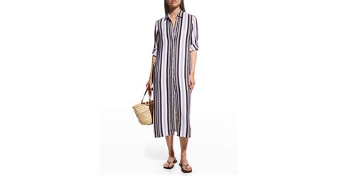 Tommy Bahama Tan Lines Striped Duster Coverup In White Lyst