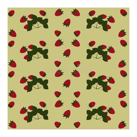 Seamless Pattern With Red Strawberries And Green Leaves On A Pastel
