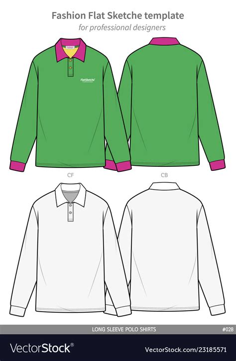 Long sleeve polo shirts fashion flat technical Vector Image