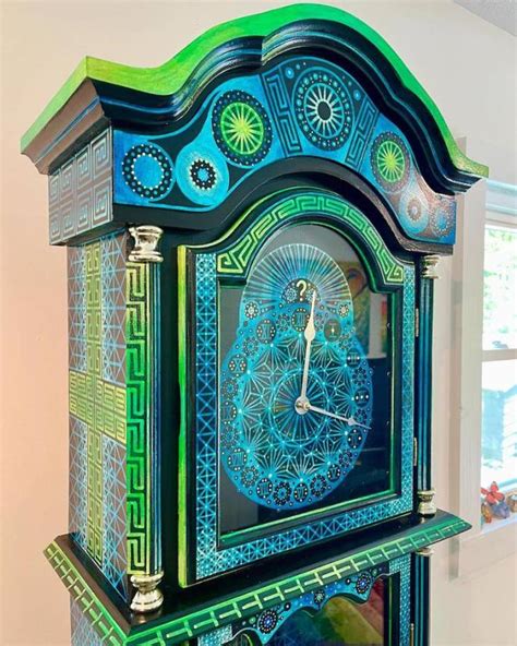 Artist Finds Thrifted Grandfather Clock Transforms It With Painting