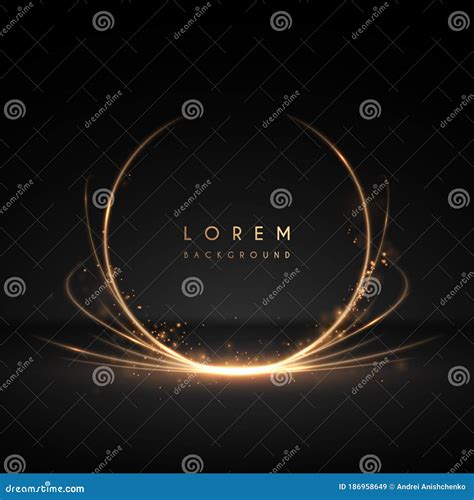 Abstract Gold Light Circle Luxury Effect On Black Background Stock