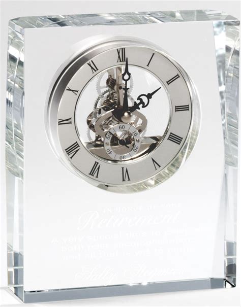 Rectangle Crystal Clock Cry764 With Free Engraving And Deluxe T Box