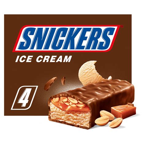 Snickers Chocolate Peanut Ice Cream Bar 4 X 53ml Ice Cream Cones