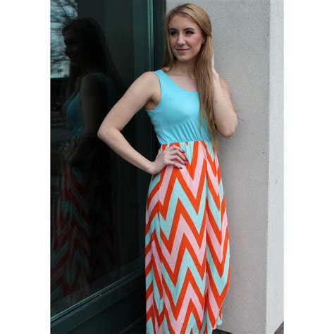 Fashionable Chevron Maxi Dress Assorted Colors Bellechic