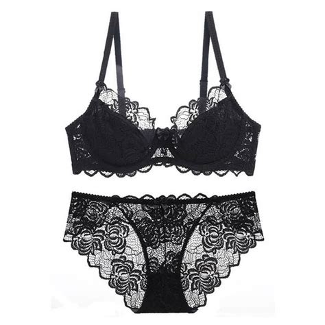 Rpvati Women Sexy See Through Lingerie Set Hollow Out Lace Floral