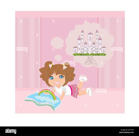 Little Girl Reading Fairy Tales Stock Vector Image And Art Alamy