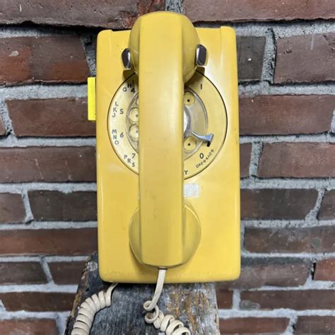 Western Electric Bell System Yellow Rotary Dial Wall Telephone Vintage