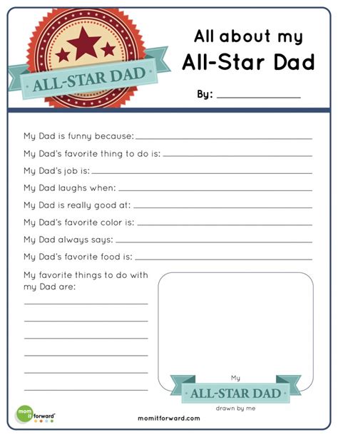 My All Star Dad Fill In Printablemom It Forward