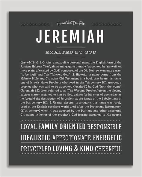 Jeremiah Classic Name Print Classic Names Personalized Art Print