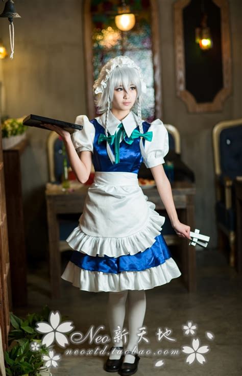 Touhou Project Anime Cos Izayoi Sakuya Maid Halloween Cosplay Dress