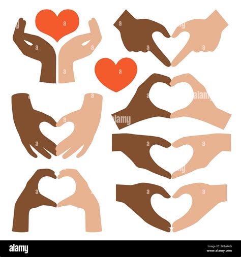 Black And White Hands Making Heart Shape Vector Illustration