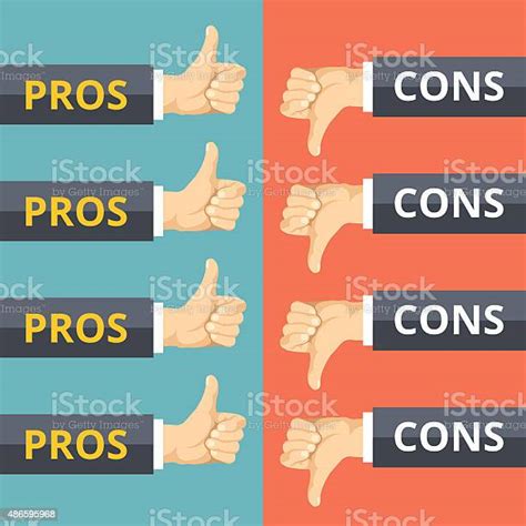 Hands With Thumbs Up And Thumbs Down Pros And Cons Stock Illustration