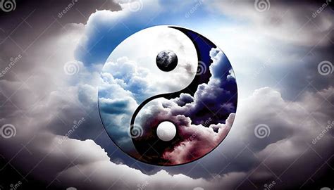 Yin Yang Symbol In The Clouds Generative Ai Stock Illustration