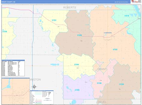 Grant County, SD Wall Map Color Cast Style by MarketMAPS