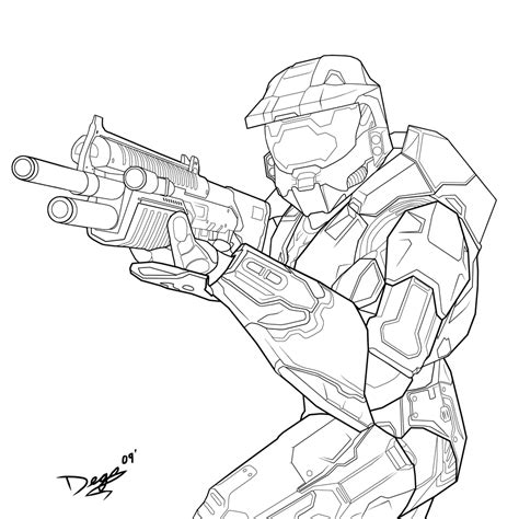 Halo Drawings Halo Master Chief Cartoon Coloring Pages
