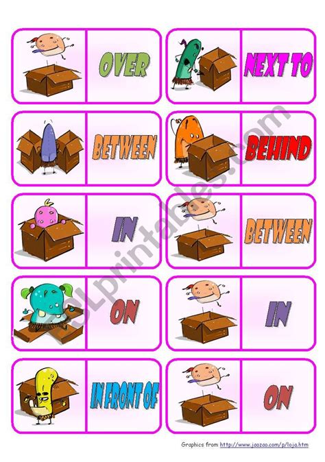 Prepositions Dominoes Color B W Dominoes Pages Instructions Included Fully