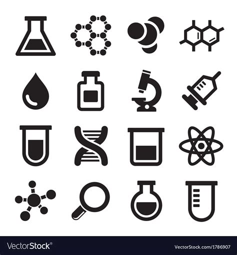 Chemical Icons Set Royalty Free Vector Image Vectorstock