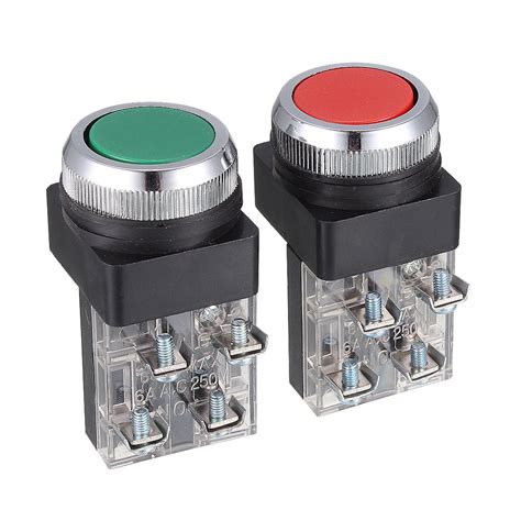 Unique Bargains 2 Pcs 6a250vac Green Red Dpst Momentary Push Button