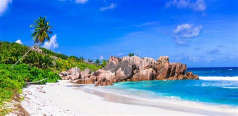 Anse Cocos Beach In La Digue Island Indian Ocean Seychelles Stock Image Image Of Africa