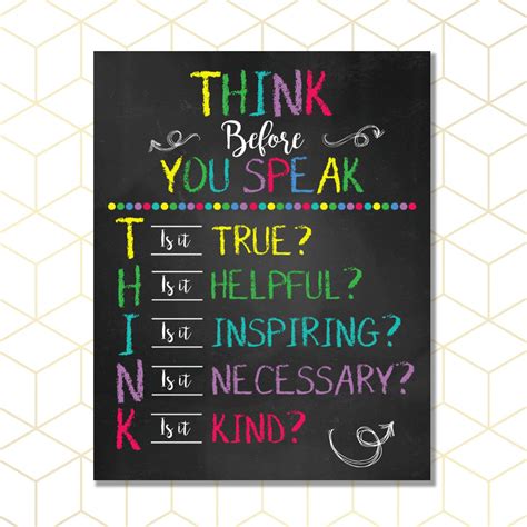 think before you speak classroom poster personalized teacher etsy classroom motivational