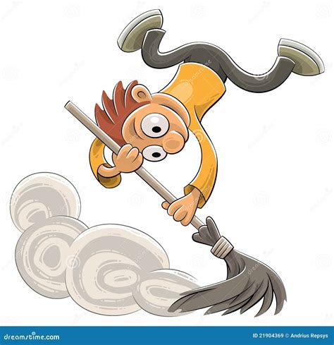 Happy Cleaner Sweeping Dust With A Broom Royalty Free Stock Images