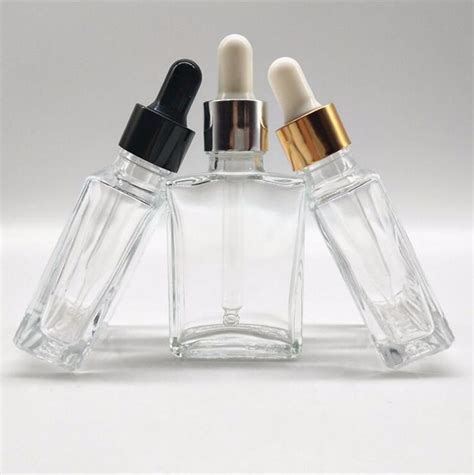 30ml Clear Square E Liquid Glass Bottles With Droppers 1oz Glass
