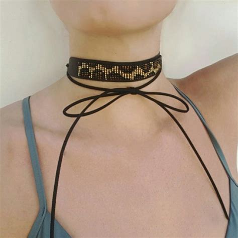Handcrafted Beaded Leather Chokers By NeckLeather On Etsy Leather