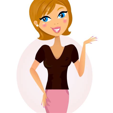 Happy Smiling Woman Explaining Something With Hand Cartoon Business