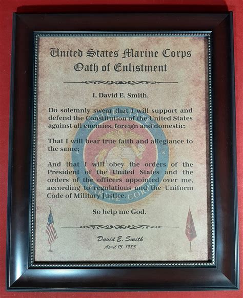 Oath Of Enlistment Certificate Us Marines Personalized With Etsy