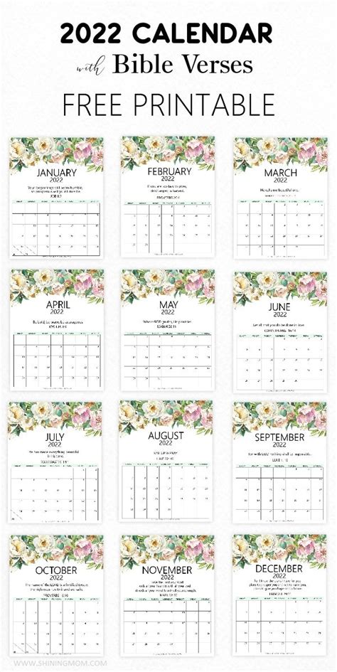 Bible Verse Calendar 2022 Printable Free Calender Free Printable