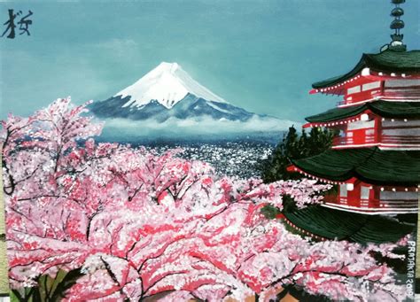 Cherry Blossom Painting Japan Painting Art Drawings Beautiful
