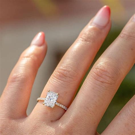 Dainty Engagement Ring Radiant Cut Moissanite Engagement Ring Etsy