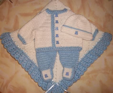 Crochet Baby Boy Sweater Set Layette With Leggings Perfect