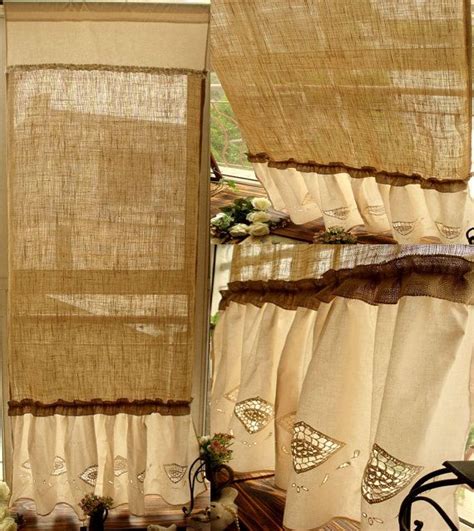 86 Shabby French Country Chic Burlap Curtain By Betterhomeliving