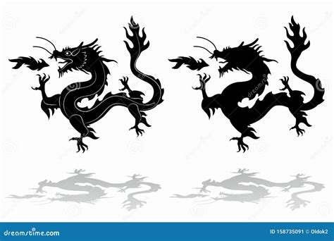 Silhouette Of Chinese Dragon Vector Draw Stock Vector Illustration
