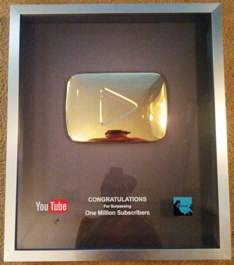 The gold play button is awarded to the creators who land one million subscribers. YouTube Gold Play Button | Kevin Lieber