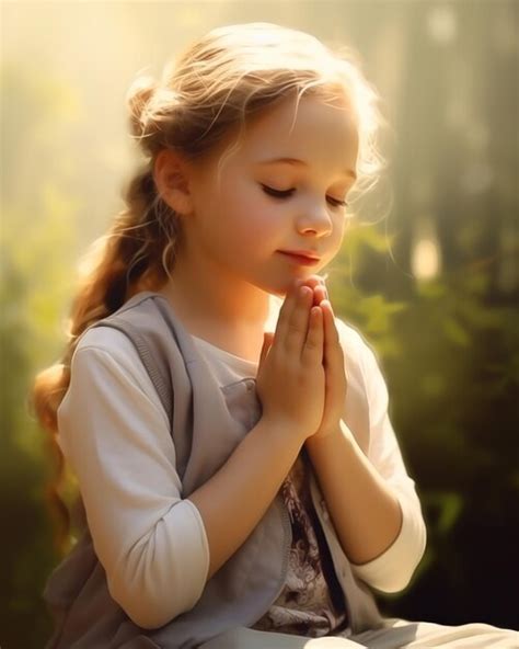 Premium Photo Little Girl Praying With Eyes Closed