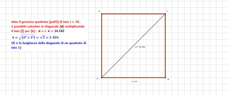 Calcolo Diretto Diagonale Del Quadrato Geogebra