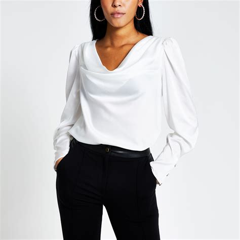 Pin By River Island On Things To Wear White Long Sleeve Blouse Satin Blouse White Long Sleeve